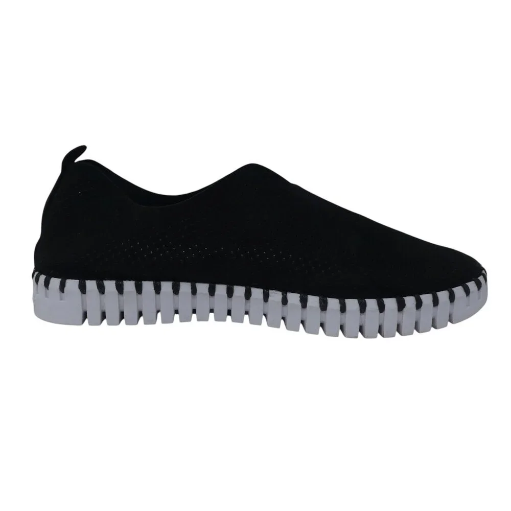 Ilse Jacobsen Tulip Black Lasercut Microfiber Slip On Flats Loafers